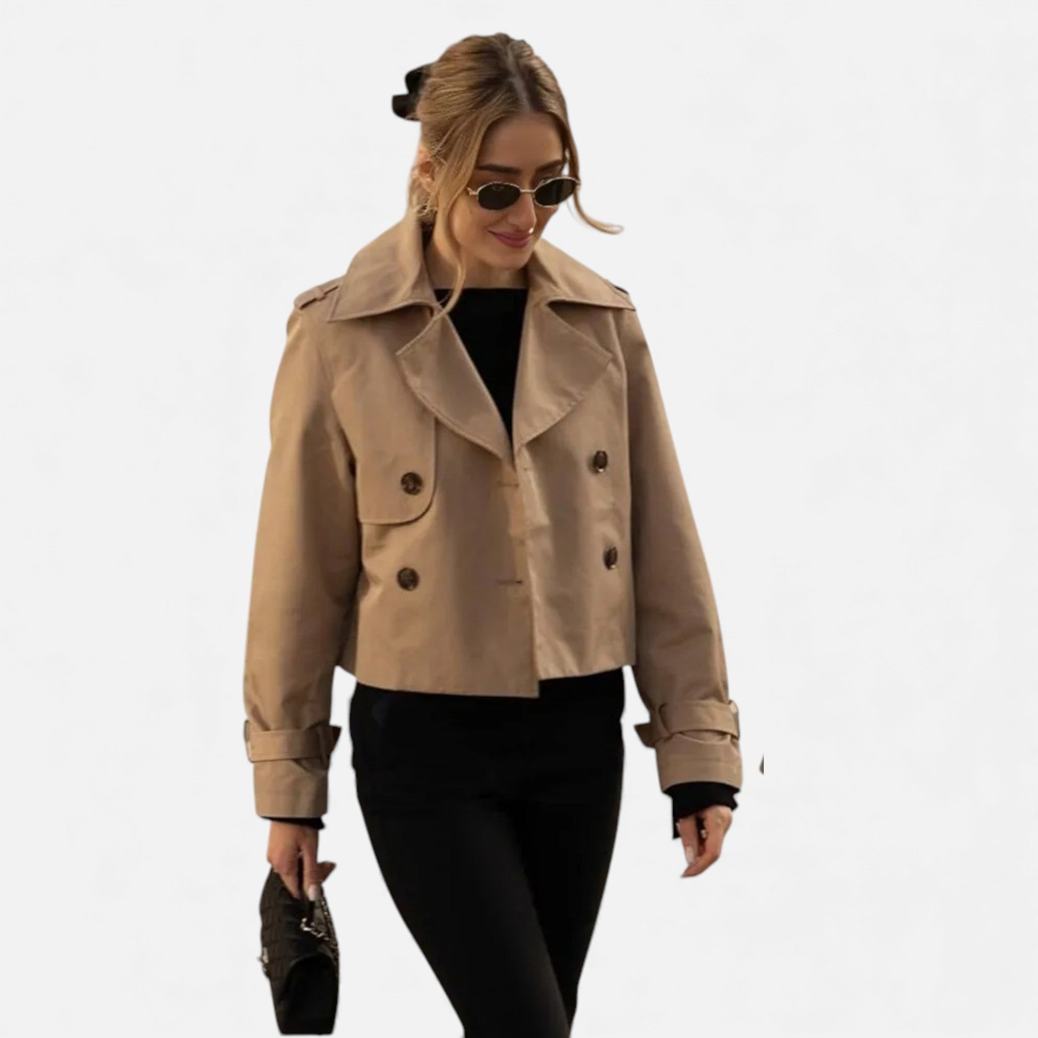 Luzeva | Women’s Cropped Trench Jacket – Vintage Chic