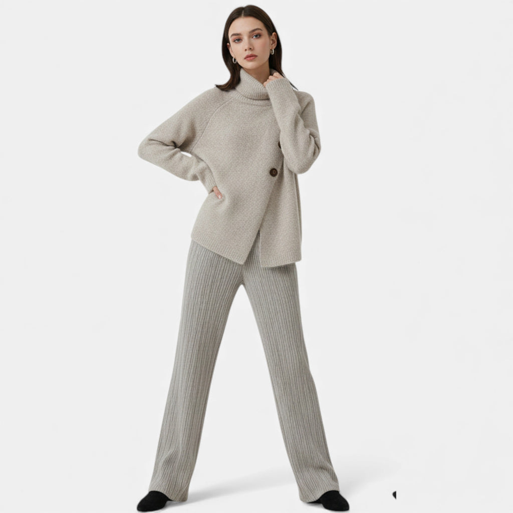 Luzeva | Women's High Neck Knit Sweater for Work Classic Comfort