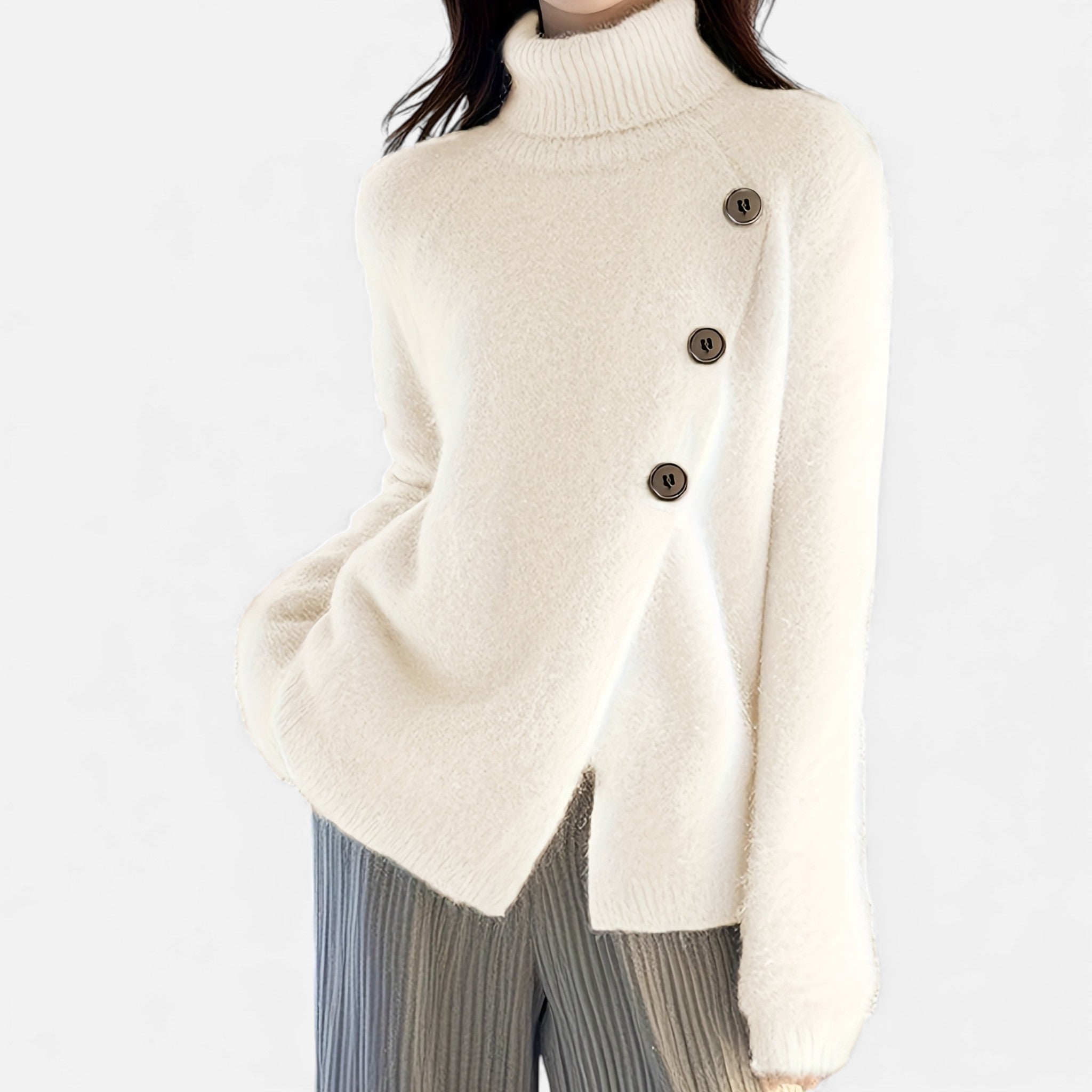 Luzeva | Women's High Neck Knit Sweater for Work Classic Comfort