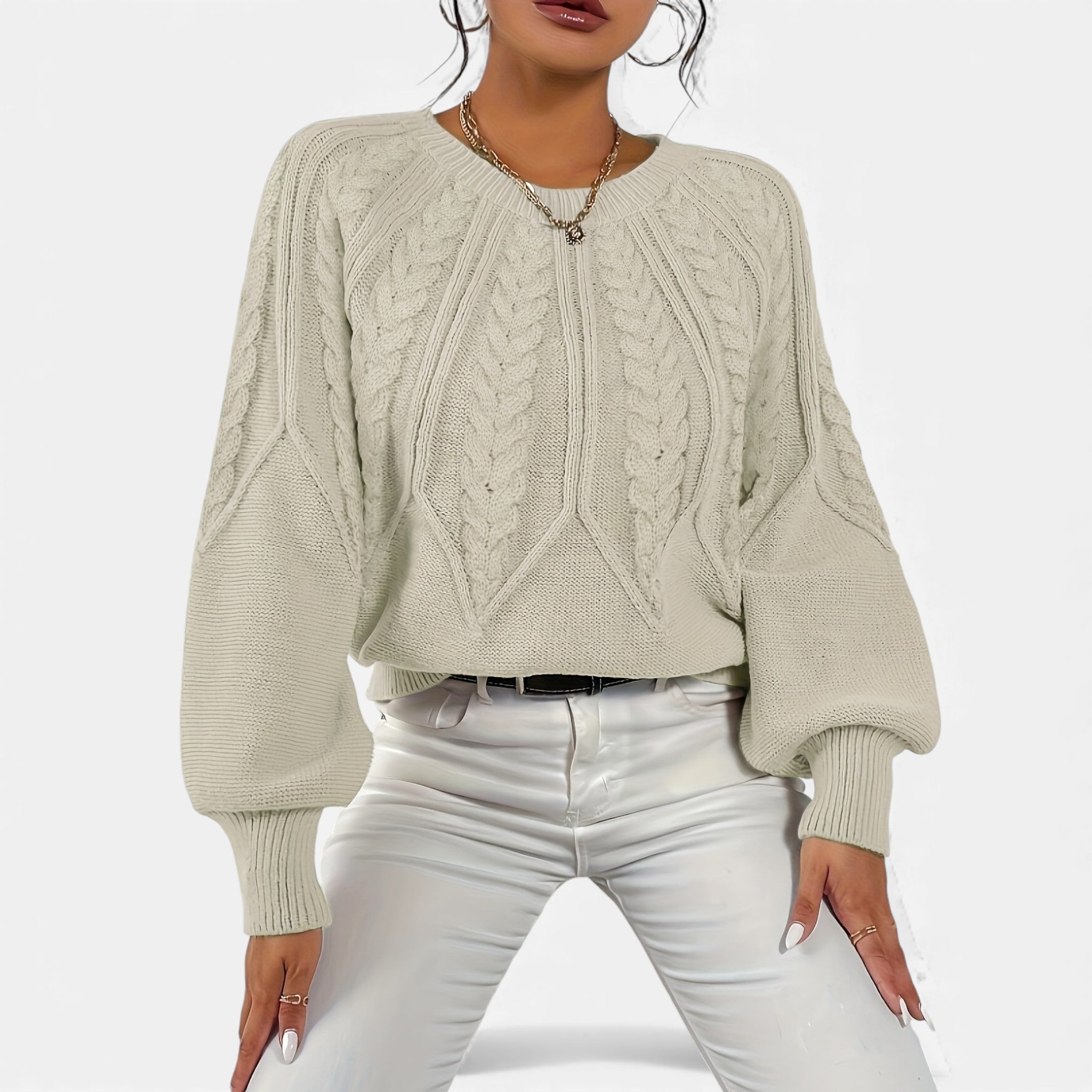 Luzeva | Women's Cable Knit Sweater Refined Fit Timeless Look