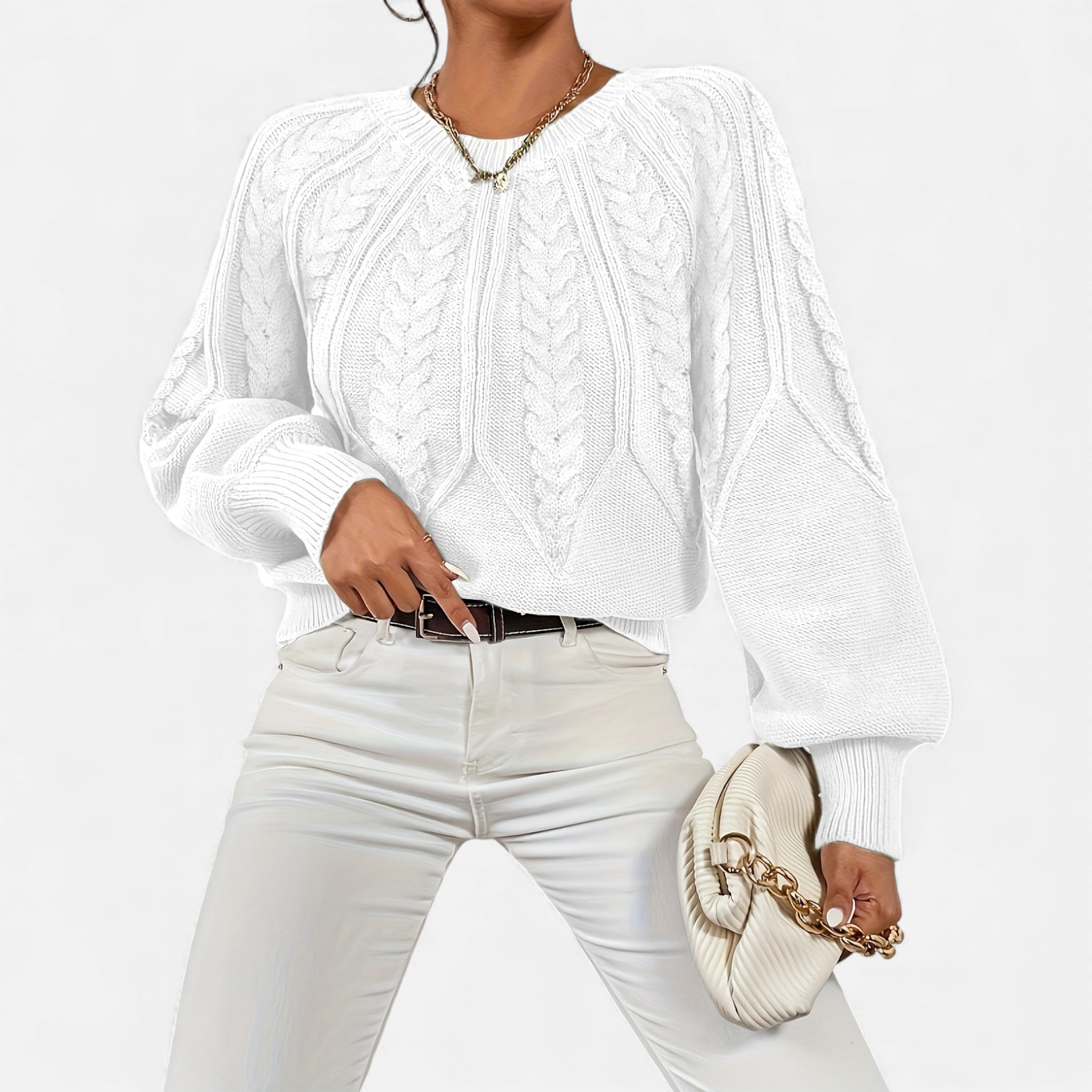 Luzeva | Women's Cable Knit Sweater Refined Fit Timeless Look