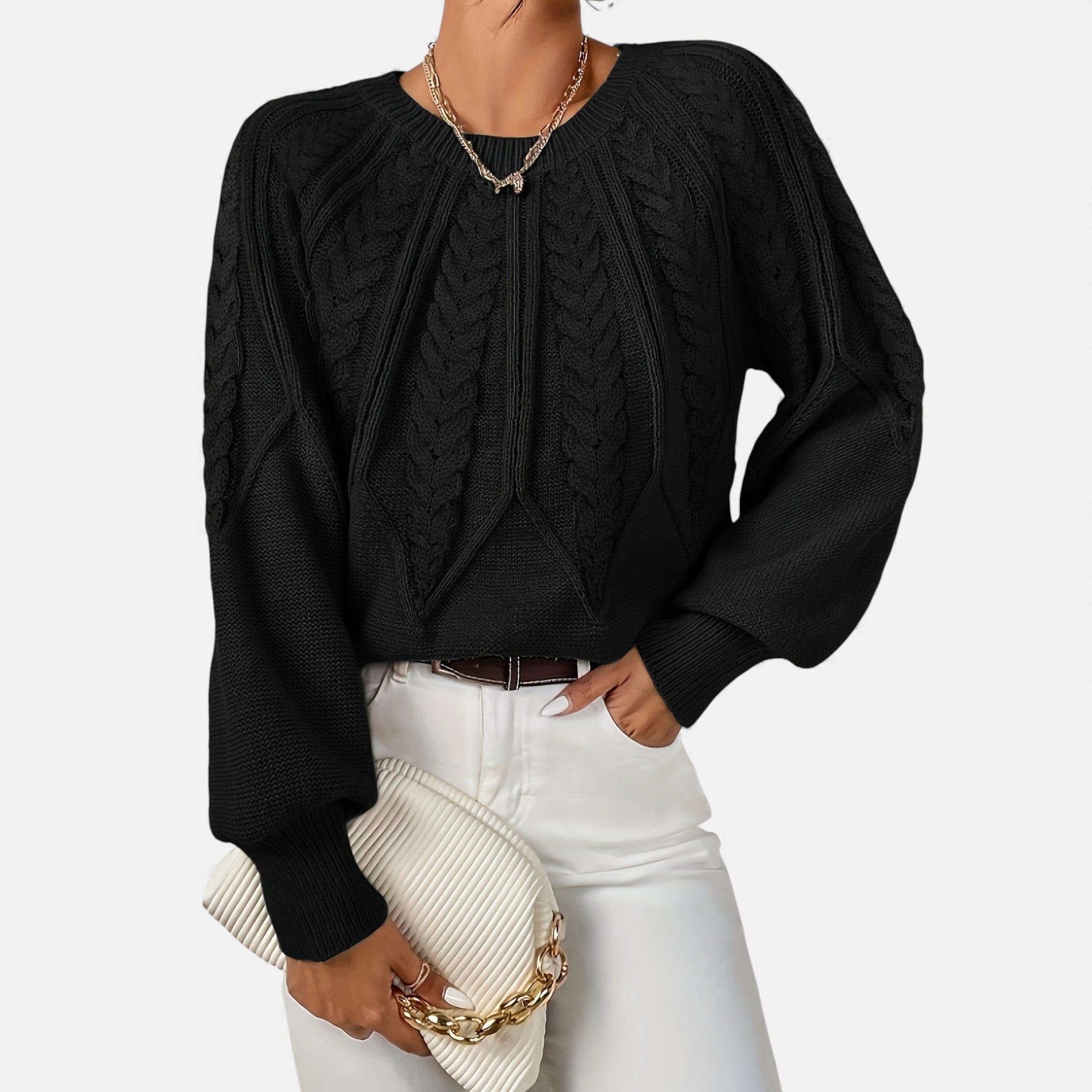 Luzeva | Women's Cable Knit Sweater Refined Fit Timeless Look