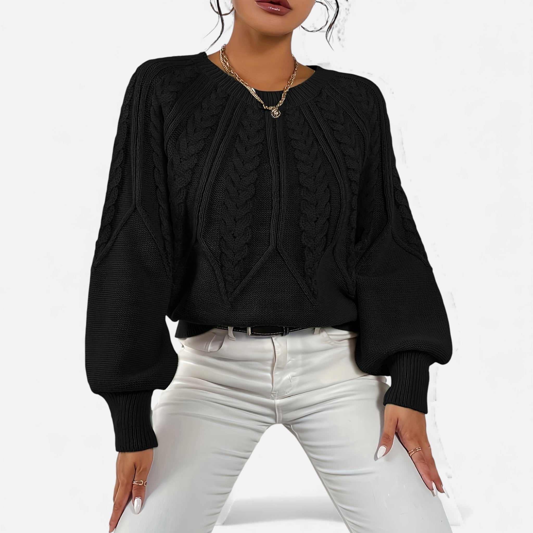 Luzeva | Women's Cable Knit Sweater Refined Fit Timeless Look