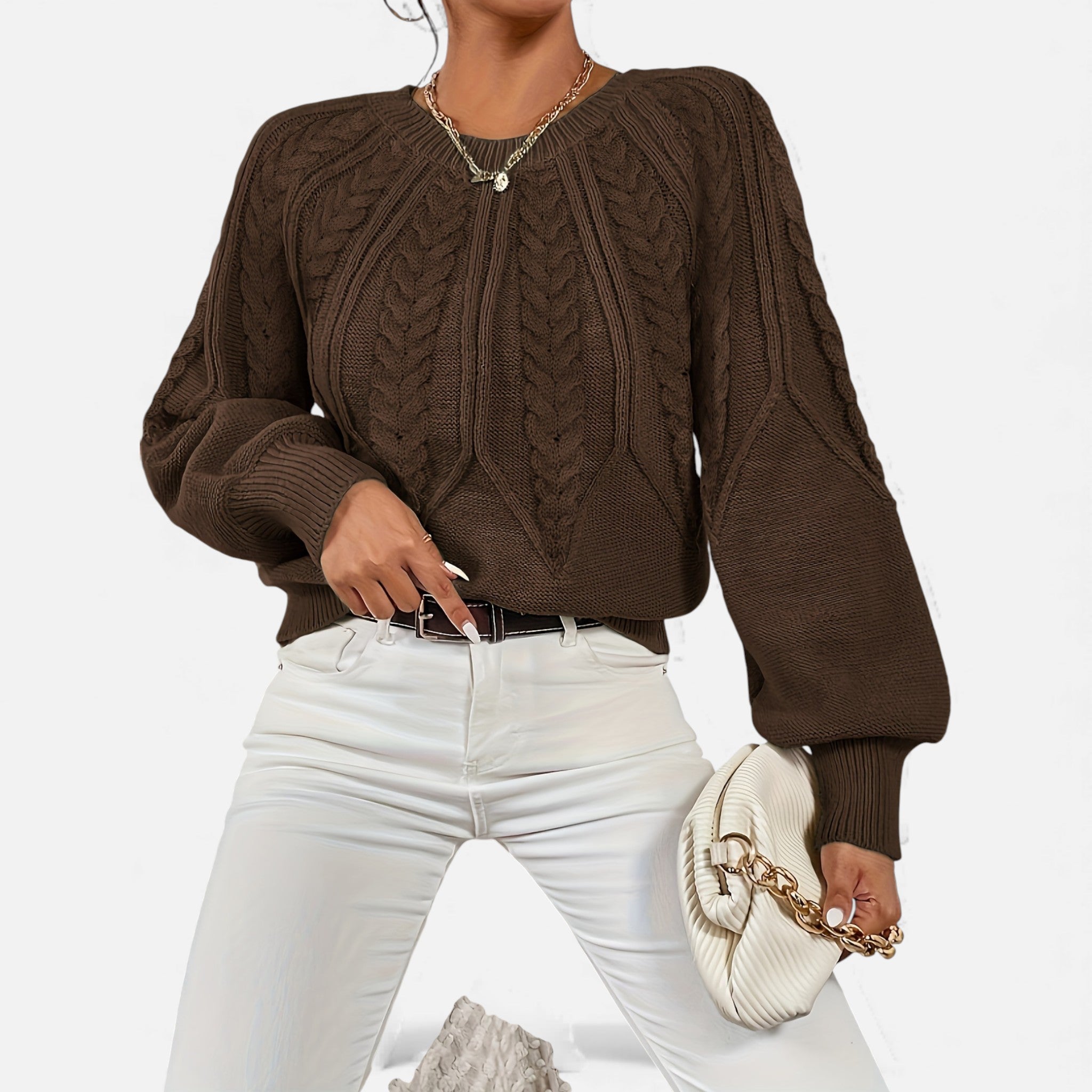 Luzeva | Women's Cable Knit Sweater Refined Fit Timeless Look